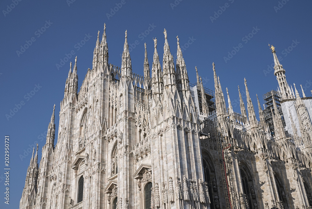 Milan, Italy - April 20, 2018: view of Milan Cathedral
