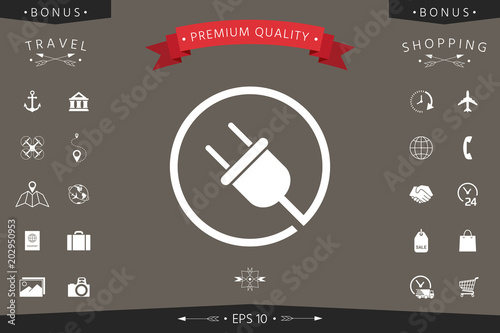 Plug in round icon