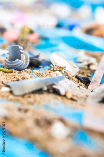 Beach Cleaning. Cleaning dirty beaches by the action of man. Sustainability of the planet and preservation of nature. photo