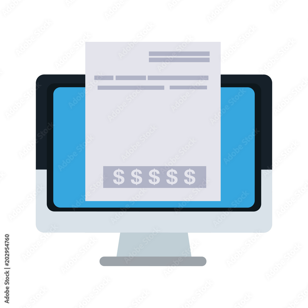 Online contract on computer screen vector illustration graphic design Online contract on computer screen vector illustration graphic design