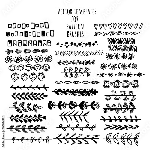 Vector brushes templates set. Make a brush with this template. Hand drawn vector elements for frames and decoration.