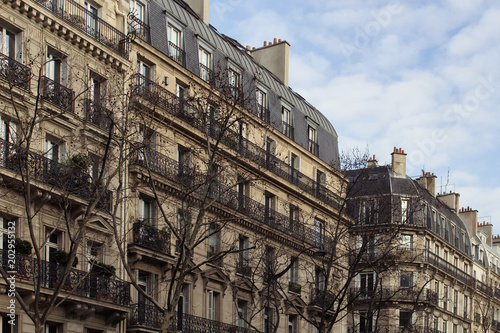 Buildings in Saint-Germain area of Paris. It's one of the four administrative quarters of the 6th arrondissement of the city.