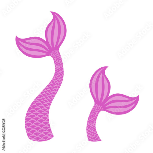 Mermaid tail. Silhouette of whale tail icon. Fish tail. Vector