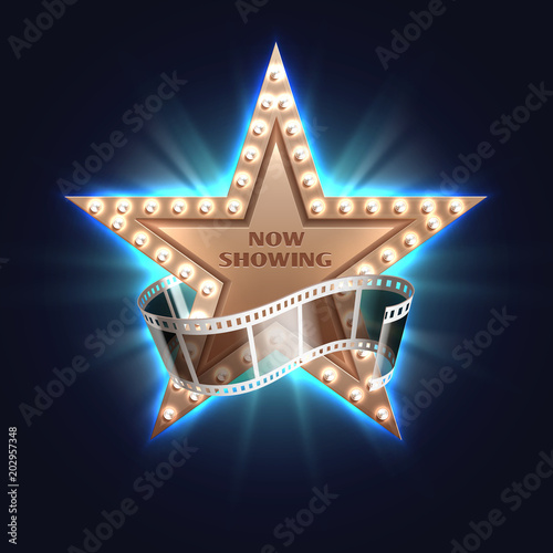 Now showing movie vector background with hollywood film star