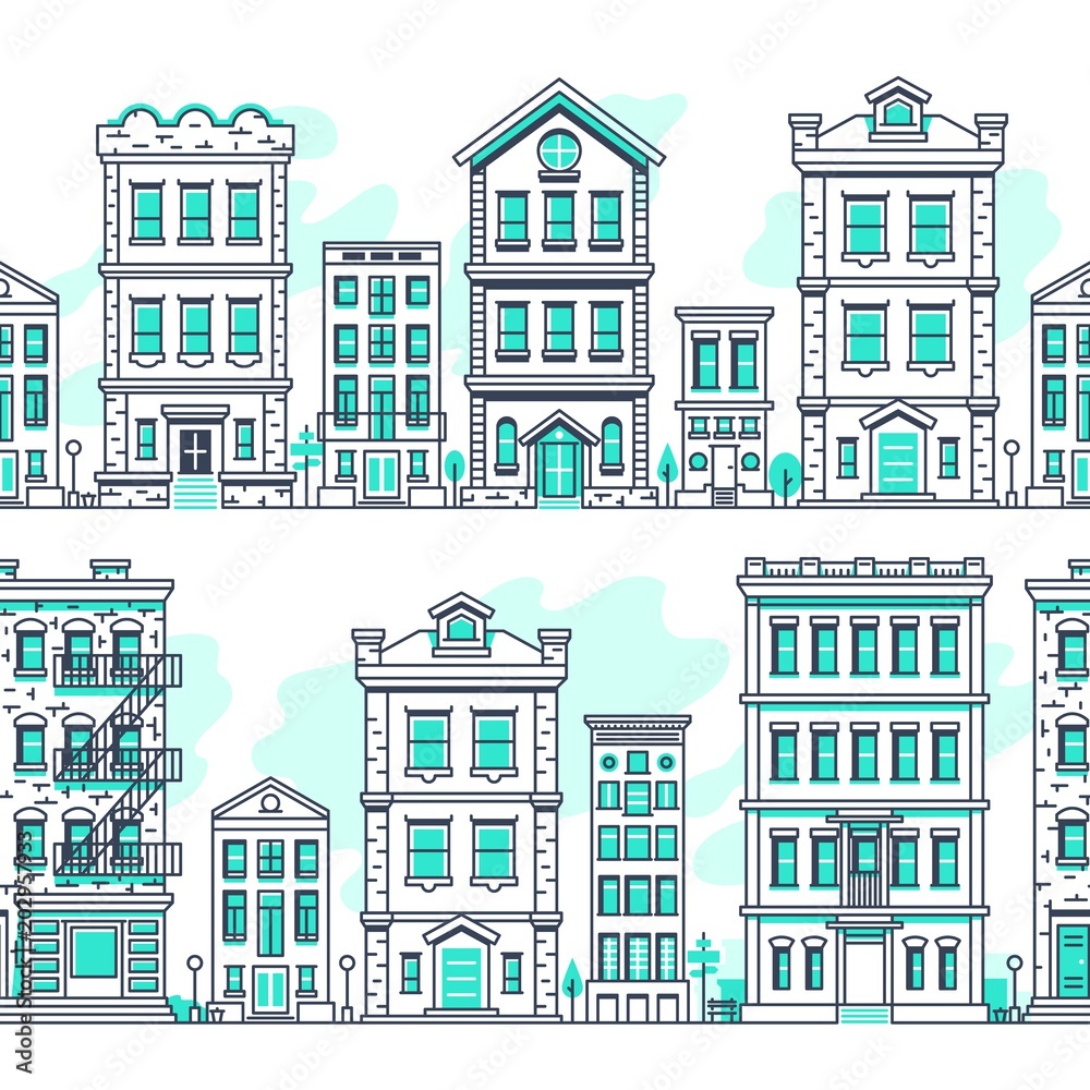Ταπετσαρία Line art city seamless landscapes