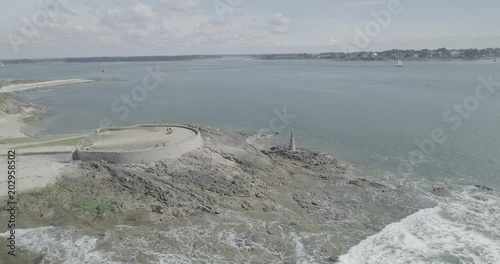 Drone footage in 4k - LOG - Morbihan - Aerial view - Waves and Sea - Monument