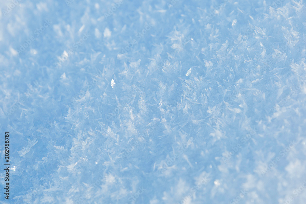 Texture of blue snow with large crystals in the frost. Texture of blue snow with large crystals in the frost.
