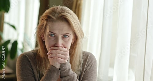 Shock and emotional breakdown of an adult woman passing into a joke and throwing a chest and simulating an orgasm