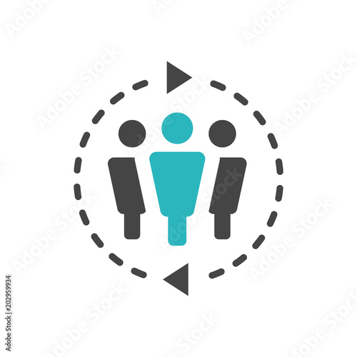 Spokesperson icon - person in a marketing position networks & coordinates with others