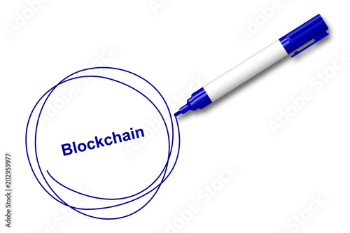 blauer Filzstift kreist ein - Blockchain