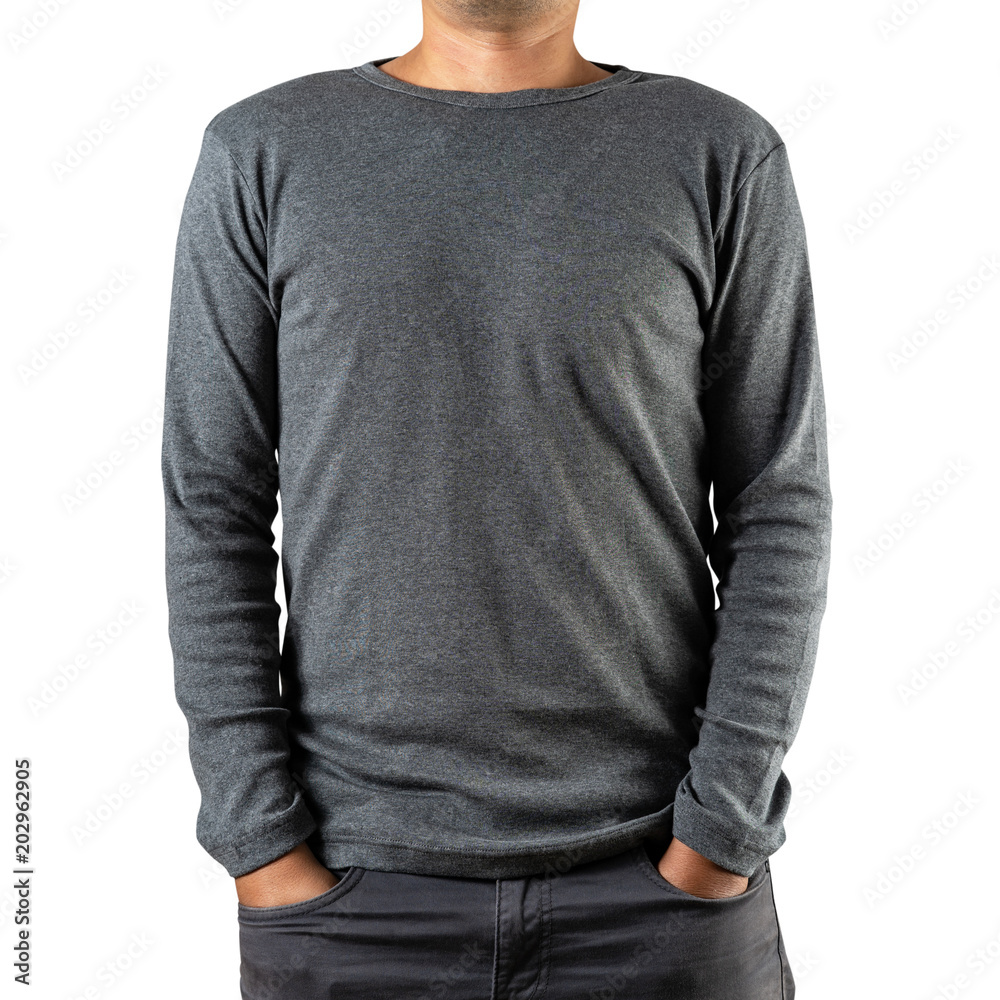 Φωτογραφία Studio shot of Man wearing blank gray long sleeves t-shirt
