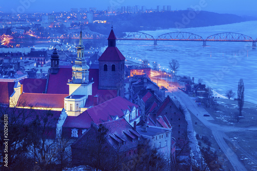 Old town of Grudziadz at night photo