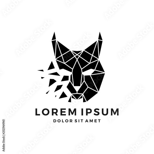 geometric lynx head logo vector icon explode download