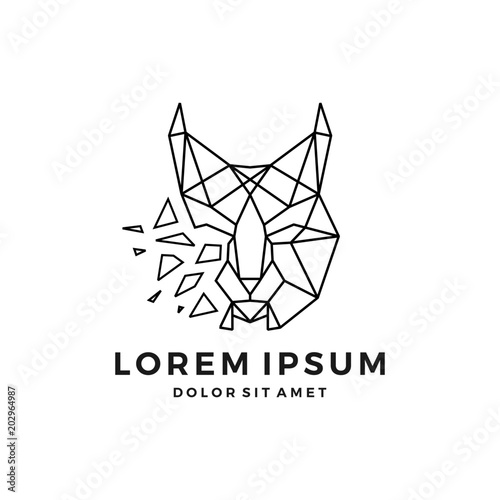 geometric lynx head logo vector icon line art outline download