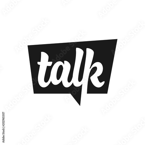 talk lettering letter mark on chat bubble icon logo vector sign