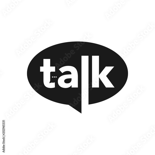 talk lettering letter mark on chat bubble icon logo vector sign