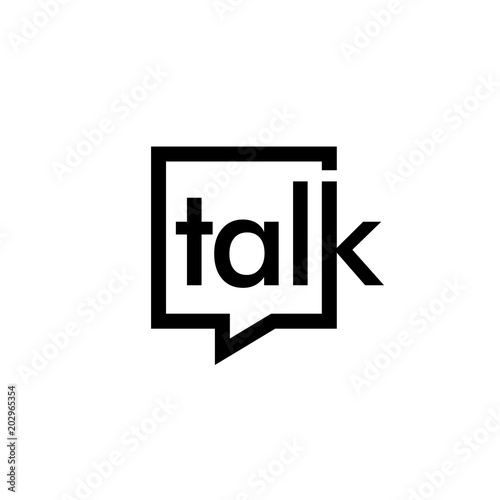 talk lettering letter mark on chat bubble icon logo vector sign photo