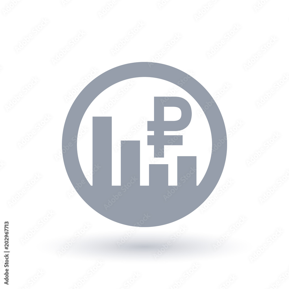Russian Ruble stock market icon - Russia currency exchange rate sign Russian Ruble stock market icon - Russia currency exchange rate sign