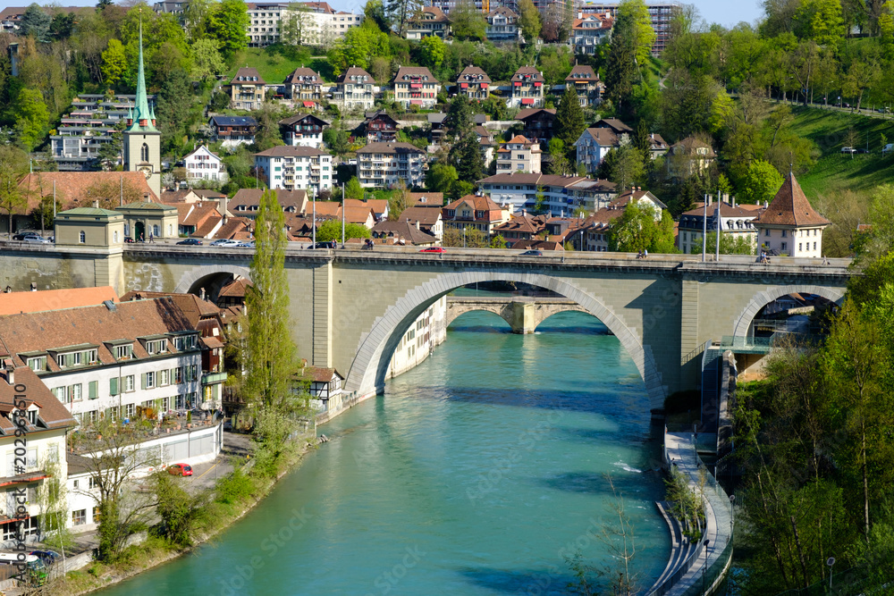 View to the old city of Berne, capital of switzerland, bridge of Nydegg