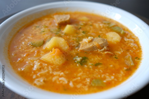 close up of russian rossolnik soup