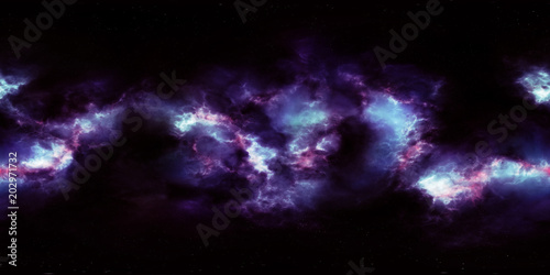 Fototapeta Naklejka Na Ścianę i Meble -  Deep space, stars and nebula, 360 degrees spherical HDRI panorama, equirectangular projection