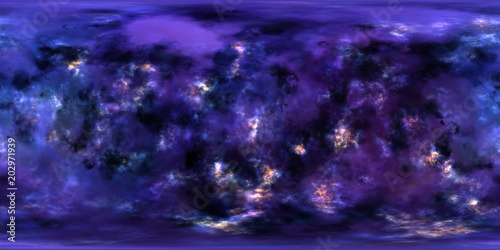 Fototapeta Naklejka Na Ścianę i Meble -  Deep space, stars and nebula, 360 degrees spherical HDRI panorama, equirectangular projection
