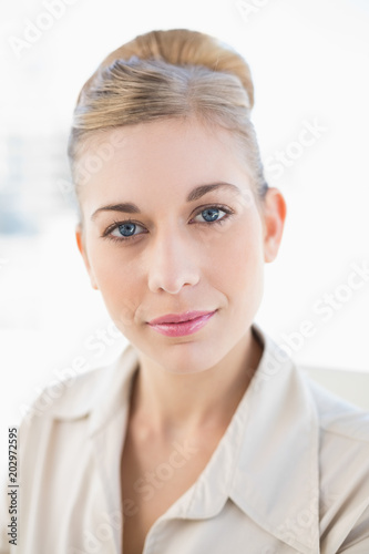 Gorgeous young blonde businesswoman looking at camera