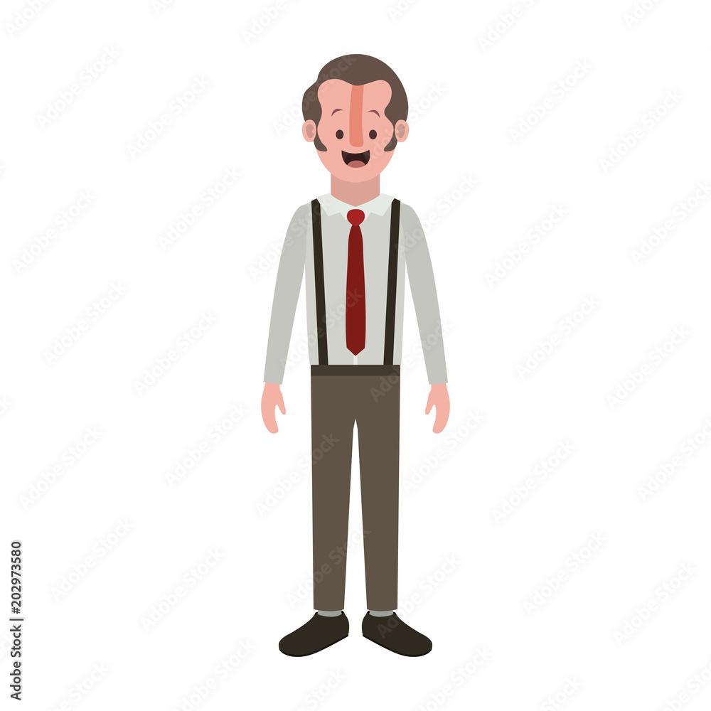 man with old suit with necktie vector illustration design