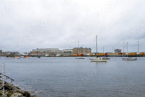 Dublin, Ireland, 28 October 2012: Buildings and boats