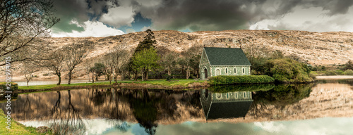 View of the Gouganebarra Lake and the river Lee outside of Saint Finbarr's Oratory chapel. photo