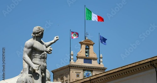 Rome, Quirinale square fountain statue particolar photo