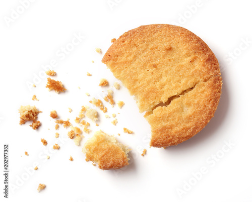 butter cookies on white background, top view photo