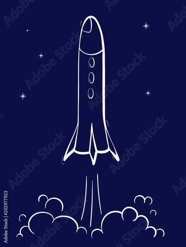 Vector illustration of space ship rocket launch
