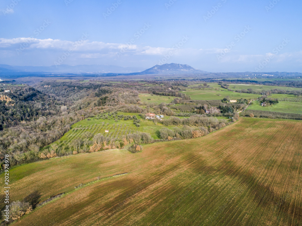 View of Mount Soratte in the province of Rome in Italy