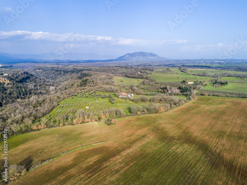 View of Mount Soratte in the province of Rome in Italy