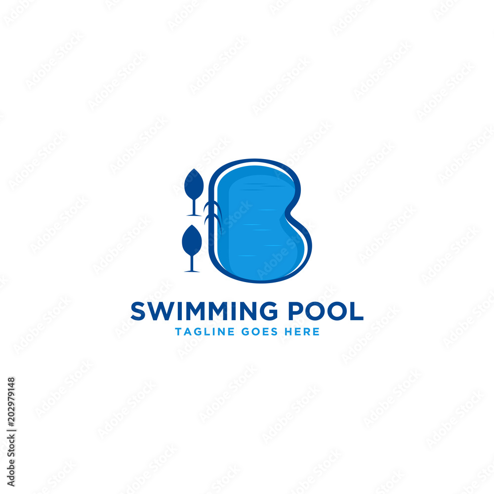 swimming pool logo template vector illustration