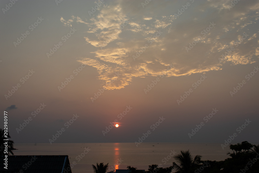 Beautiful Sunset light at  haad salad beach koh  Phangan  