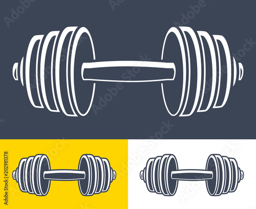 Dumbbell or barbell icons.