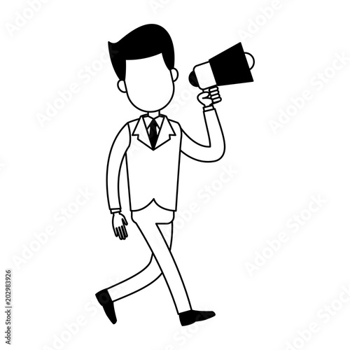 Businessman with bullhorn vector illustration graphic design