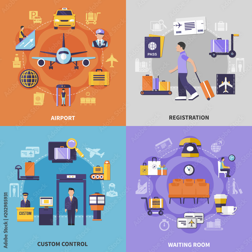 Airport 2x2 Icons Set Airport 2x2 Icons Set