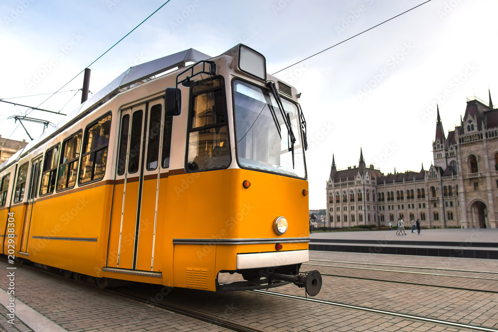 plain tram in budapest hungary