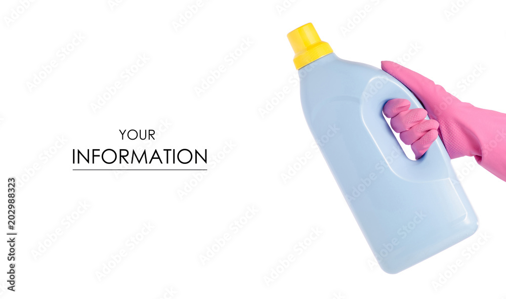 Plastic bottle for liquid laundry detergent in hand glove cleaning gel pattern Plastic bottle for liquid laundry detergent in hand glove cleaning gel pattern