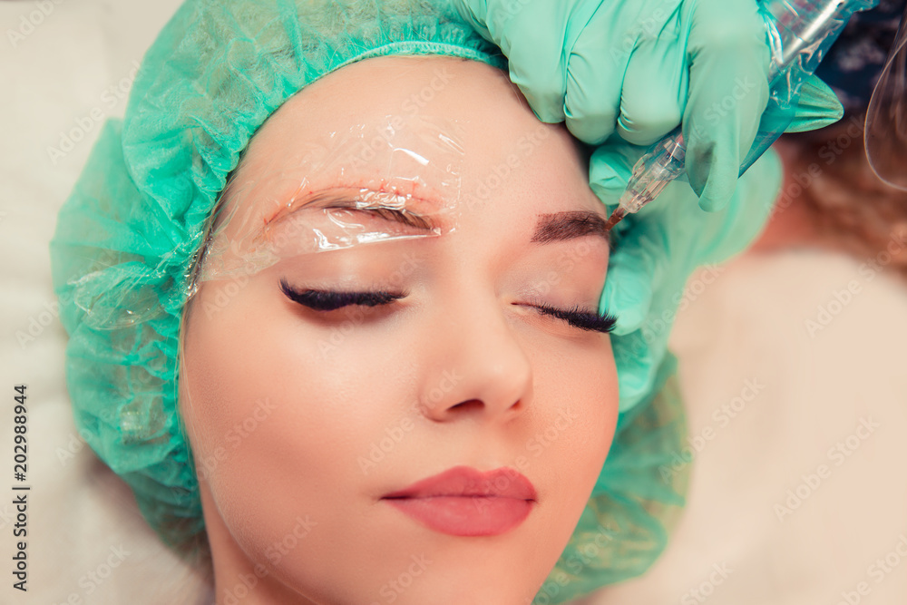 Microblading eyebrows work flow in a beauty salon Microblading eyebrows work flow in a beauty salon