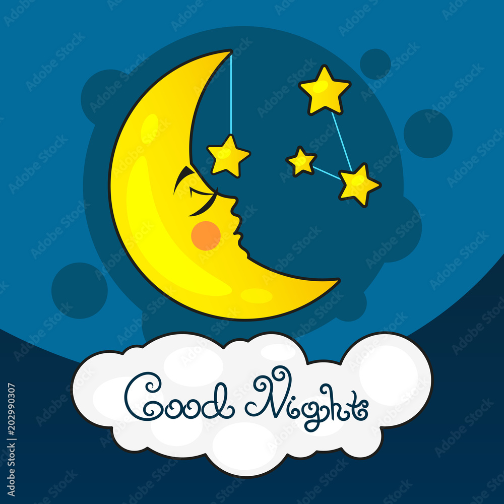 Good night card with moon Good night card with moon