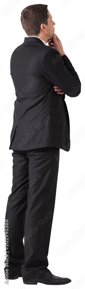 Handsome businessman looking with hand on chin Handsome businessman looking with hand on chin