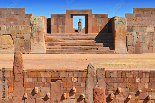 Temple Kalasasaya, an important pre Columbian Archaeological Site in Tiwanaku, Bolivia. photo