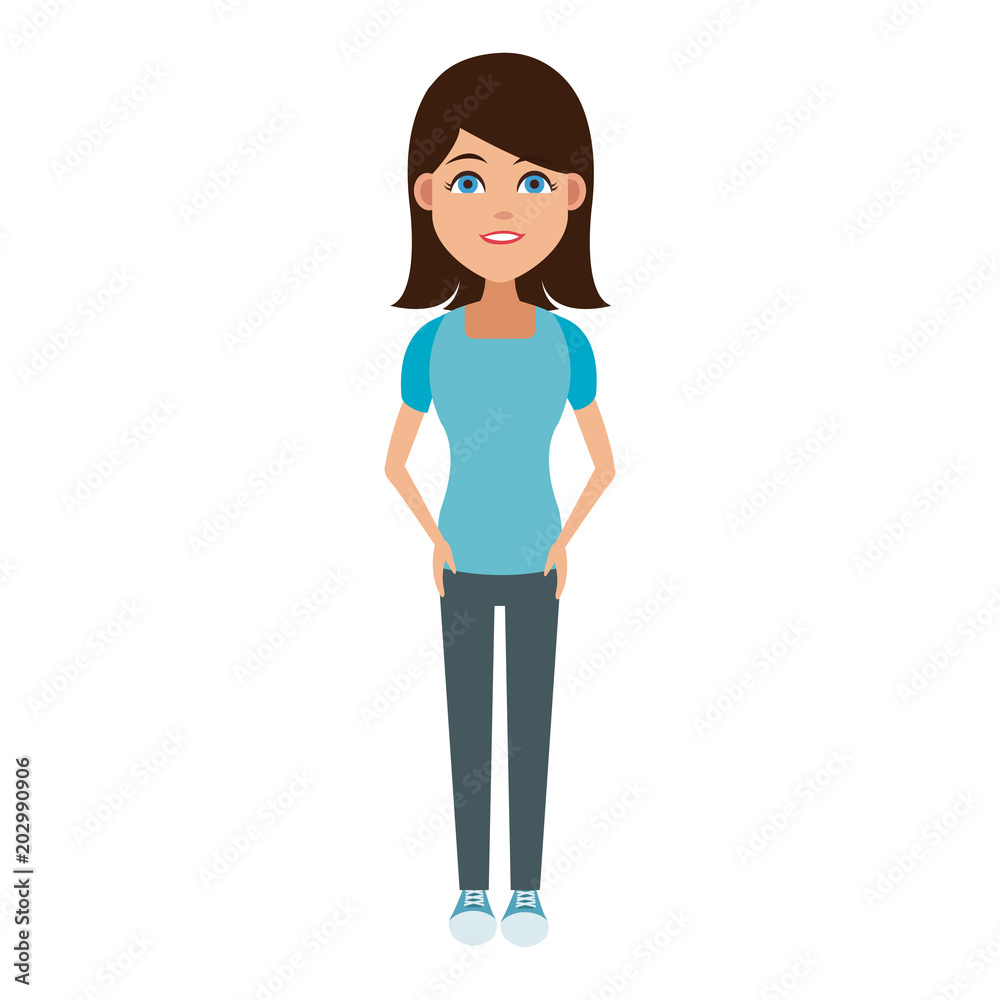 Young woman cartoon with casual clothes vector illustration graphic design Young woman cartoon with casual clothes vector illustration graphic design