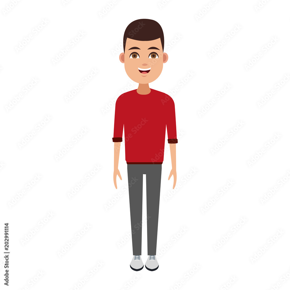 Young man cartoon with casual clothes vector illustration graphic design