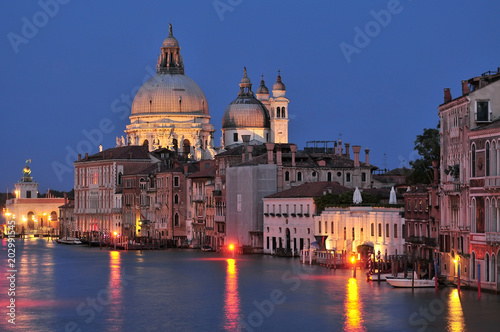 Gorgeous view of the Grand Canal and Basilica Santa Maria della Salute Venice Italy.