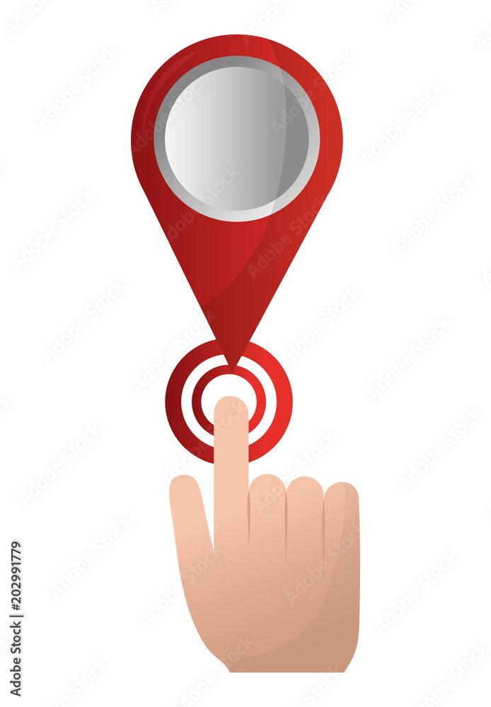 human hand clicking button pointer map gps vector illustration human hand clicking button pointer map gps vector illustration
